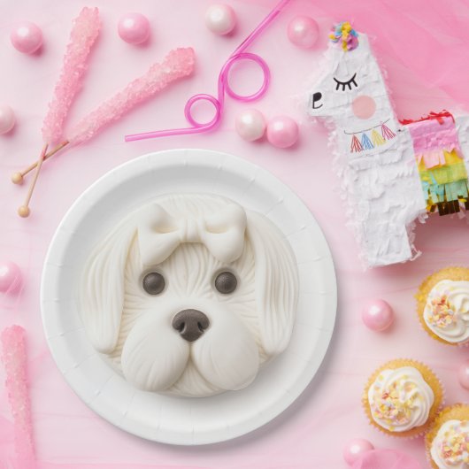Maltese hond 3D geïnspireerd Papieren Bordje (Feest)