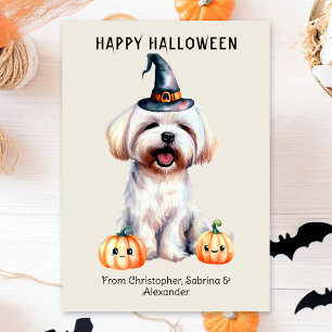Maltese Hond Gelukkig Halloween Feestdagenkaart