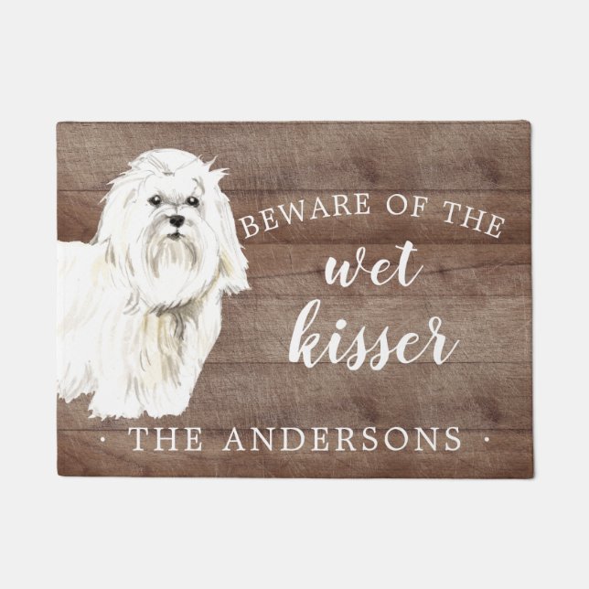 Maltese Hond Gepersonaliseerde Deurmat (Voorkant)