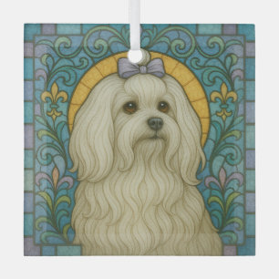 Maltese hond "Glas in lood" Glas Ornament