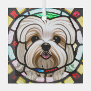 Maltese hond "Glas in lood" Glas Ornament