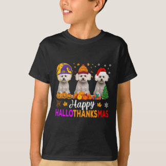 Maltese hond Halloween Kerstmis Hallothanksmas 1 T-shirt