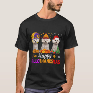 Maltese hond Halloween Kerstmis Hallothanksmas 1 T-shirt