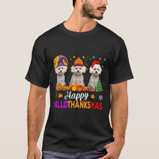 Maltese hond Halloween Kerstmis Hallothanksmas 1 T-shirt