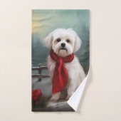 Maltese Hond in Sneeuw Kerstmis Bad Handdoek (Handdoek)