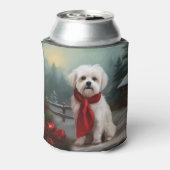 Maltese Hond in Sneeuw Kerstmis Blikjeskoeler (Blikje Achterkant)