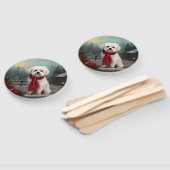 Maltese Hond in Sneeuw Kerstmis Handwaaier (Niet-gemonteerd)