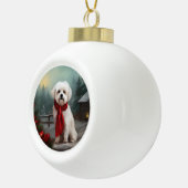 Maltese Hond in Sneeuw Kerstmis Keramische Bal Ornament (Rechts)