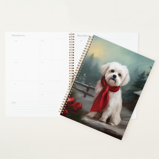 Maltese Hond in Sneeuw Kerstmis Planner (Display)