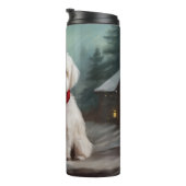 Maltese Hond in Sneeuw Kerstmis Thermosbeker (Geroteerd rechts)