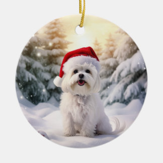 Maltese hond kerst aandenken keramisch ornament