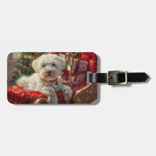 Maltese Hond Kerstfeest Bagagelabel