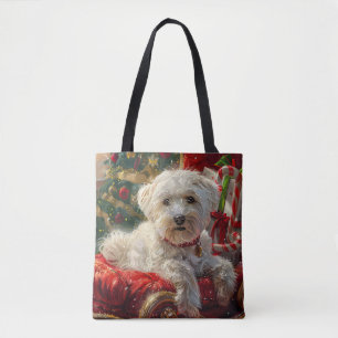 Maltese Hond Kerstfeest Draagtas