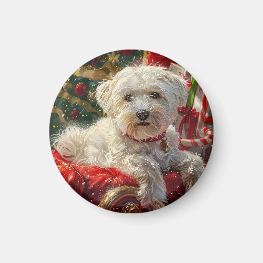 Maltese Hond Kerstfeest Magneet