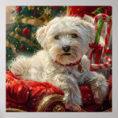 Maltese Hond Kerstfeest Poster (Voorkant)