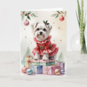 Maltese hond kerstgroet kaart (Voorkant)