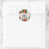 Maltese hond Kerstmis Ronde Sticker (Tas)