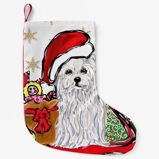 Maltese hond kleine kerstsok (Voorkant)