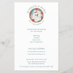 Maltese Hond Logo Verzorgings Salon Flyer