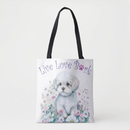 Maltese hond Mom Floral Draagtas (Voorkant)