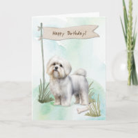 Maltese hond onder verjaardagsbord