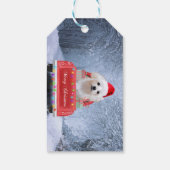 Maltese hond op sneeuw in kerstmis cadeaulabel (Achterkant)
