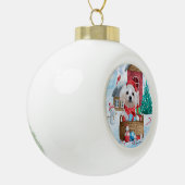 Maltese hond op sneeuwkerstmis keramische bal ornament (Links)