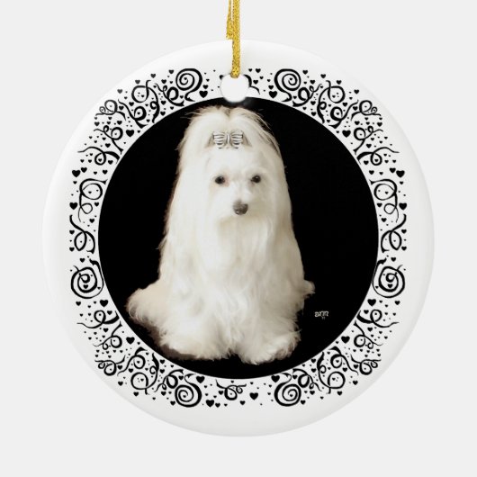 Maltese hond op zwart keramisch ornament (Achterkant)