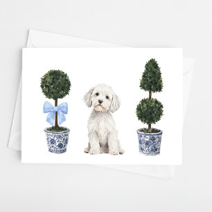 Maltese hond Puppy Topiary Waterverf Kaart