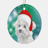 Maltese hond Red Santa Hat Kerstmis Keramisch Ornament (Links)