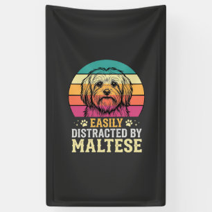 Maltese Hond Retro Zonsondergang Afleid Spandoek