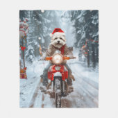 Maltese Hond Rijden Motorfiets Kerstmis Fleece Deken (Voorkant)