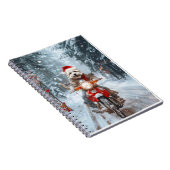 Maltese Hond Rijden Motorfiets Kerstmis Notitieboek (Rechterzijde)