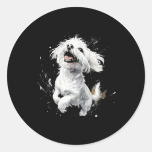 Maltese hond speels Hondenliefhebber Ronde Sticker