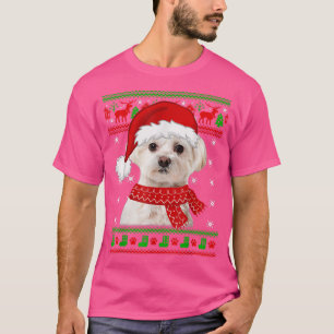 Maltese hond Ugly Sweater Kerstpuppy Hondenliefheb T-shirt