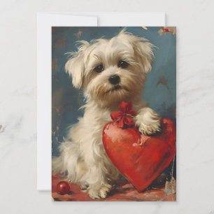 Maltese hond Valentijnsdag uit het verleden  Feestdagenkaart