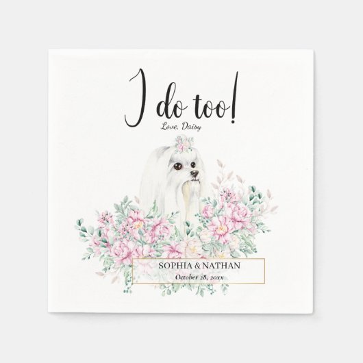Maltese hond Wedding Cocktail Napkins Servet (Voorkant)