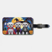 Maltese honden pompoen Halloween grappig Bagagelabel (Achterkant horizontaal)