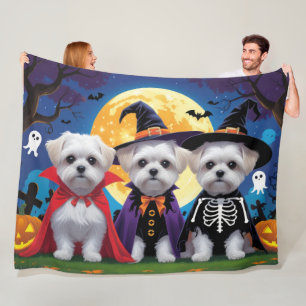 Maltese honden pompoen Halloween grappig Fleece Deken