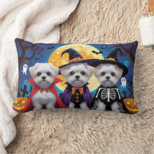 Maltese honden pompoen Halloween grappig Kussen