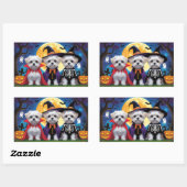 Maltese honden pompoen Halloween grappig Rechthoekige Sticker (Vel)