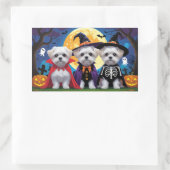Maltese honden pompoen Halloween grappig Rechthoekige Sticker (Tas)