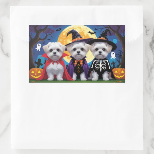 Maltese honden pompoen Halloween grappig Rechthoekige Sticker (Tas)