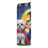 Maltese honden pompoen Halloween grappig Thermosbeker (Gedraaid links)