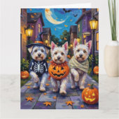 Maltese Honden Trick-or-Treating Halloween Kostuum Kaart (Voorkant)