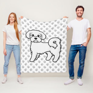 Maltese Illustratie van een Cute Cartoon Hond Fleece Deken