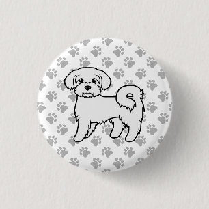 Maltese Illustratie van een Cute Cartoon Hond Ronde Button 3,2 Cm