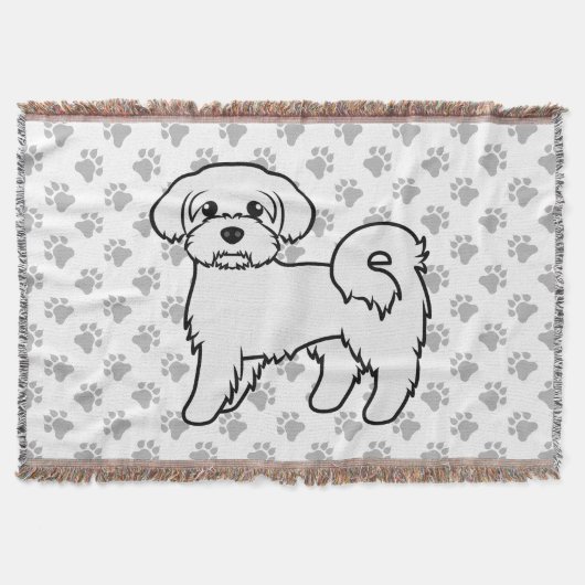 Maltese Illustratie van een Schattige Cartoon Hond Deken (Voorkant)
