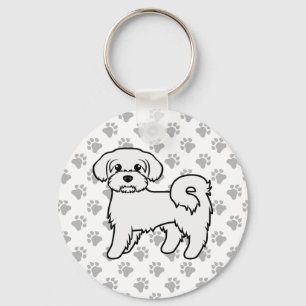 Maltese Illustratie van een Schattige Cartoon Hond Sleutelhanger
