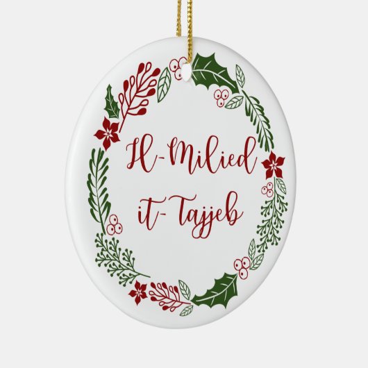 Maltese kerst met kerstmis, Il-Milied it-tajjeb Keramisch Ornament (Rechts)